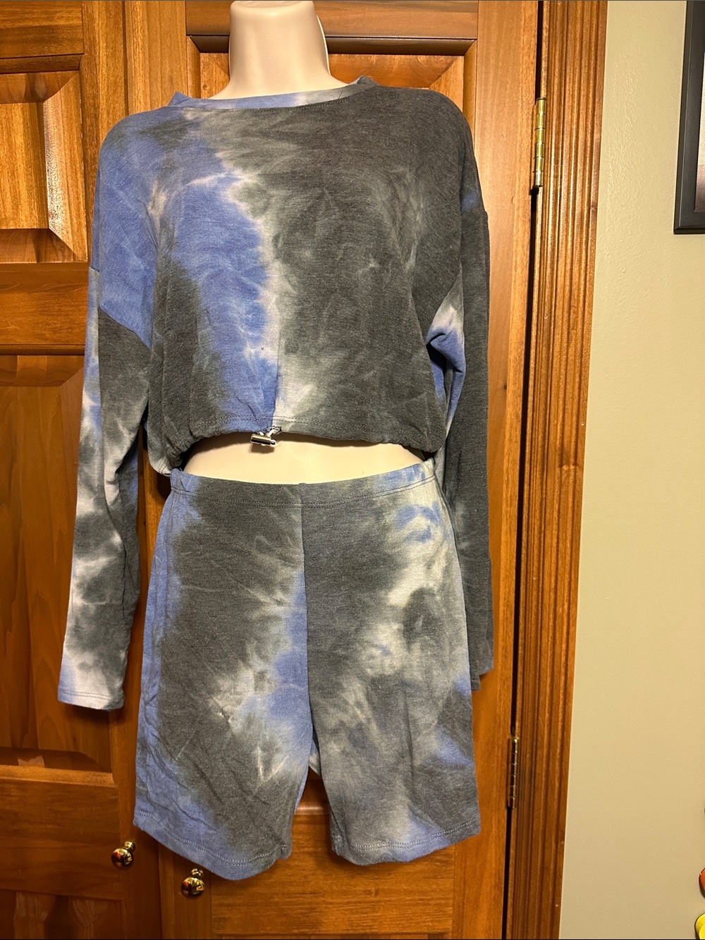 Women’s Tie-Dye Blue & Gray Lounge Shorts